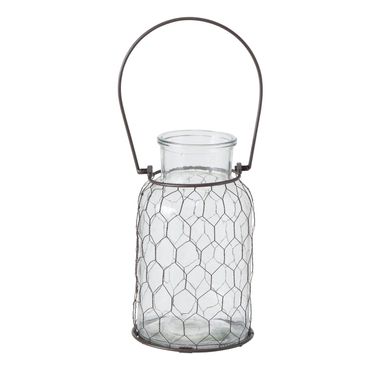 Vase Carter Glas Metallgeflecht klar Hängen H.26 cm