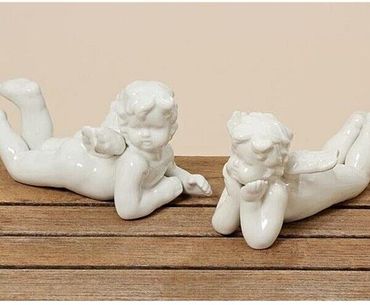 Dekofigur Engel 2 sortiert Porzellan L,20 cm weiß Stückpreis
