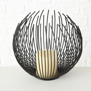 Windlicht Kerzenhalter Cylon Eisen schwarz H 21 cm mit Kerze