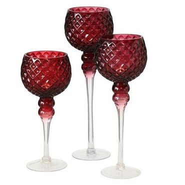 Windlicht Manou rot  3er-Set H30-40cm