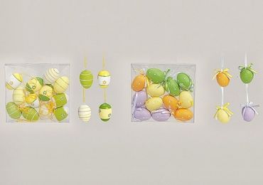 Osterei 12 teilig Ostern Eier Kunststoff bunt gepunktet/gestreift Osterei  Auswahl Zufall