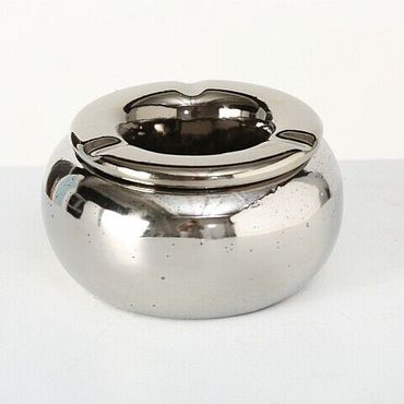 Aschenbecher Windaschenbecher Sturmaschenbecher Deckel Ø14cm H8cm silber