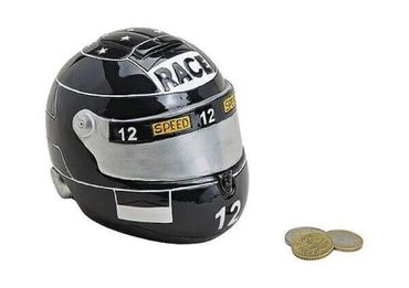 Spardose Motorradhelm schwarz Poly 14x11x11cm