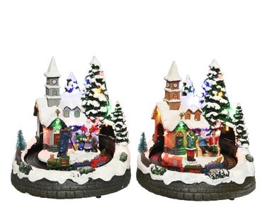 LED Winterszene Karussell mit beweglichen Teilen batteriebetrieben