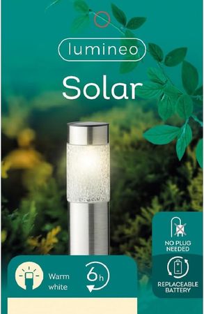 Solar Stableuchte Sockelleuchte  Edelstahl Ø 6 cm / Höhe 22 cm
