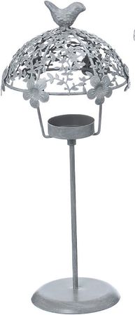 Teelichthalter Schirm Metall H.35 cm hellgrau Stückpreis