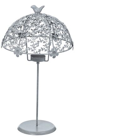 Teelichthalter Schirm Metall H.45 cm hellgrau Stückpreis