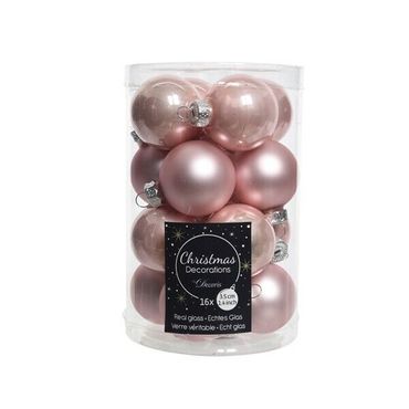 Christbaumkugeln Weihnachtskugeln Glas Ø 3,5 cm 16 Stück rosa glanz/matt mix