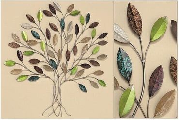 Wandobjekt Baum Wand Deko Wandbild Eisen braun grün H  89 cm