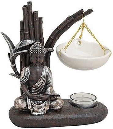 Buddha Figur Duftlampe sitzend braun Feng Shui Polyresin  Deko H20x8x19 cm