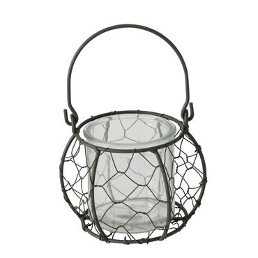 Windlicht Lulu Korb Eisen Glaseinsatz 2 tlg H 10 cm
