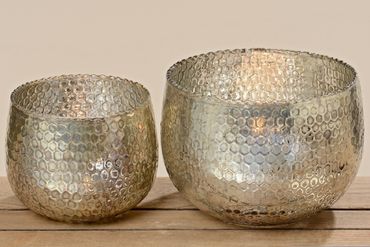 Windlicht Aren Set Ø:ca.15-22cm Glas durchgefaerbt braun