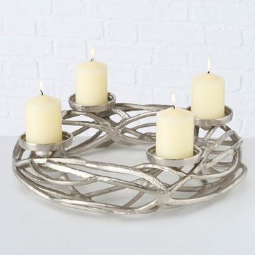 Kerzenleuchter Ringval  Kerzenständer Aluminium Silber Ø 40 cm