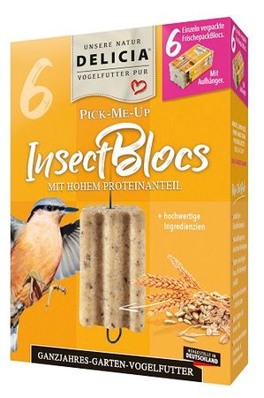 Delicia Pick-me-up Insect Bloc  mit Aufhänger Vogelfutter ganzjahres Futter 6 Stück
