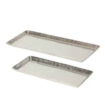 Dekotablett Detroit L.28/38 B.13/17 cm Aluminium Silber 2er Set
