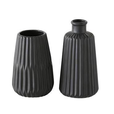 Vase Blumenvase Porzellan Esko matt schwarz H 17 cm  2er Set