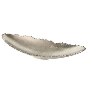 Schale Dekoteller Servierplatte Schiffchen Aluminium Silber Länge  43 cm groß