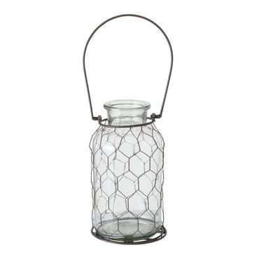 Vase Carter Glas Metallgeflecht klar Hängen  H.21 cm