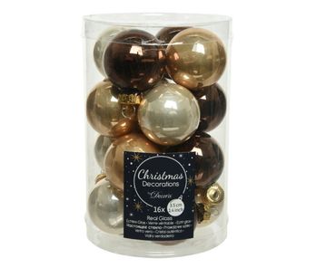 Christbaumkugeln Weihnachtskugeln Glas Ø 3,5 cm 16 Stück hell braun mix