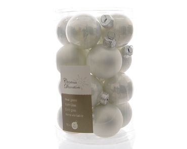 Christbaumkugeln Weihnachtskugeln Glas Ø 3,5 cm 16 Stück weiß glanz/matt mix