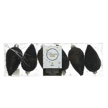 Christbaumschmuck Zapfen bruchfest Ø 4,5 cm H 8 cm 6 Stück schwarz