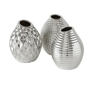 Vase Celly Keramik silber lasiert H.13 cm 3er Set