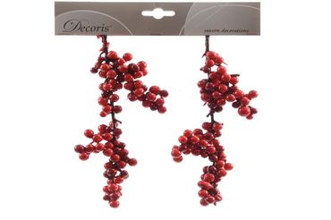 Beerenzweig Beerenhänger rot lackiert Weihnachten Tischdeko  2er Set