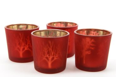 Windlicht Teelicht Glas Laserbäume 2er Set