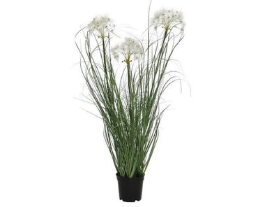 Gras Topf Kunstpflanze Kunstblume Polyester grün/weiß H 66 cm Ø 40 cm