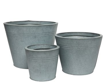 Topf Blumentopf Pflanztopf Zink rund anthrazit antik 3er Set