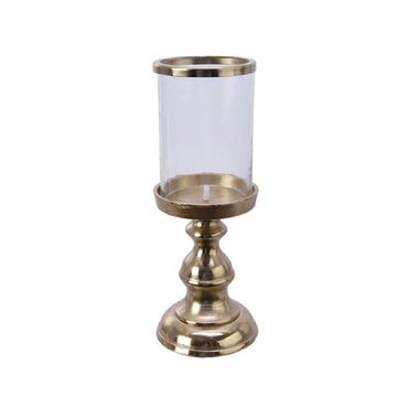 Kerzenhalter Kerzenleuchter Kerzenständer Alu Glas gold Ø 12,5 x 32 cm