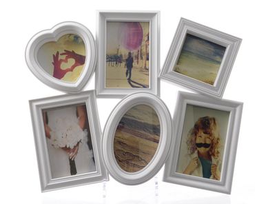 Bilderrahmen Fotorahmen Multirahmen Bildergalerie Herz weiß