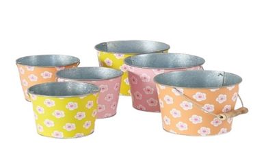 Pflanztopf Blossom Eisen Gelb, Rosa oder Orange 2er-Set