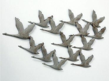 Wandobjekt Wanddeko Wandbild ,,fliegende Gänse,, 90x52 cm