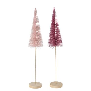 Dekoaufsteller Tarvo Weihnachtsbaum H 40 cm rosa Kunststoff 2er Set