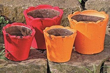 Blumentopf, Keramiktopf, Blumengefäß  2er-Set Schabby schick orange oder rot