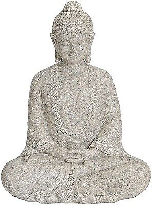 Buddha Figur sitzend braun Feng Shui Polyresin  Gartendeko  Deko H 23 cm