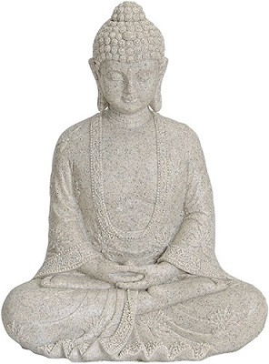 Buddha Figur sitzend braun Feng Shui Polyresin  Deko H 23 cm