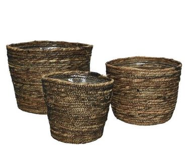 Topf Blumentopf Pflanztopf Übertopf Jute braun Ø 20cm H 17cm 3er Set