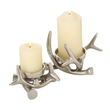 Kerzenleuchter Brano Aluminium H 9/13cm silber 2er Set