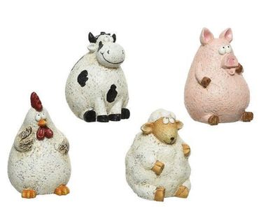 Gartenfigur Tierfigur Schaf Kuh Schwein Huhn H 18,5 cm - Stückpreis