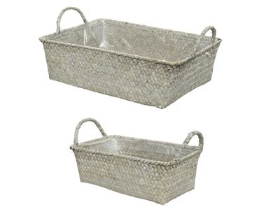 Dekokorb Aufbewahrungsbox Seegras Höhe 10 cm 2er Set
