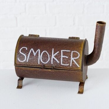 Aschenbecher Smoker Sturmaschenbecher Eisen braun L 20 cm