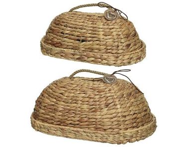 Abdeckhaube Fliegenhaube Picknickkorb Zeltkorb Schutz Insekten Speisen Obst Gemüse Wasserhyazinthe Höhe 18 cm 2er Set