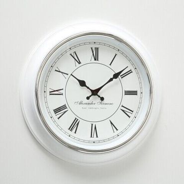 Wanduhr Analog Kunststoff weiß Retro Look römische Ziffern Ø 40 cm