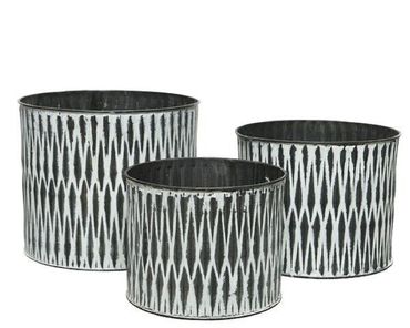Pflanztopf Blumentopf Blumenübertopf Zink weiß gebleicht 3er Set