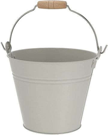 Blecheimerr mit Holzgriff  26 cm verzinkt light grau