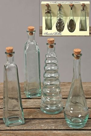 Flaschenset,Glas,Essig,Olive,Öl,Vase, 4 tlg., NEU