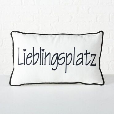 Kissen Lieblingsplatz 50 x 30 cm, Polyester, weiß