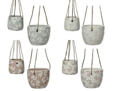 Blumenampel Terrakotta grün pink weiß 2er Set - Auswahl Zufallsprinzip